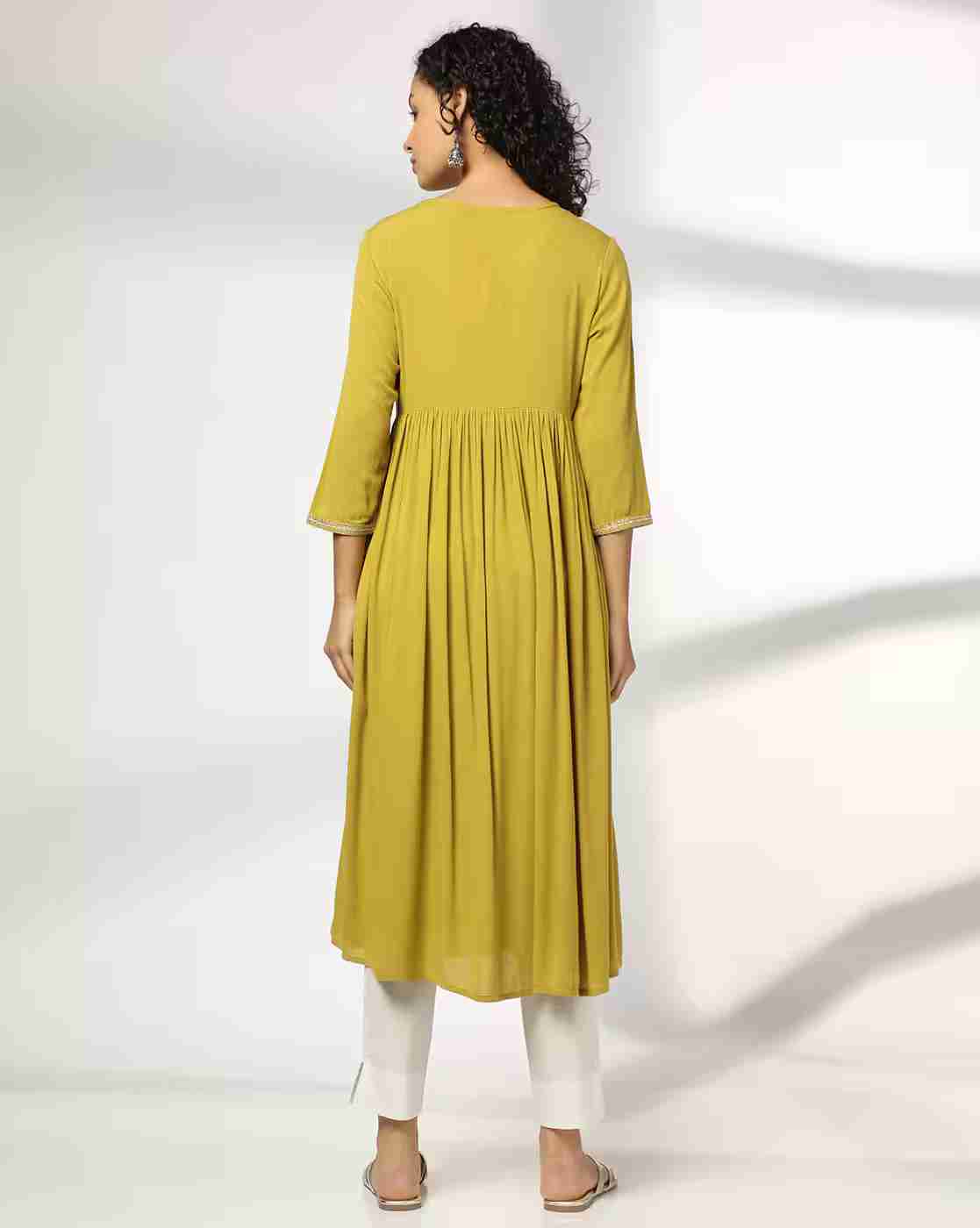 AVAASA MIX N' MATCH | Women Embroidered Flared Kurta with Insert Pocket|2