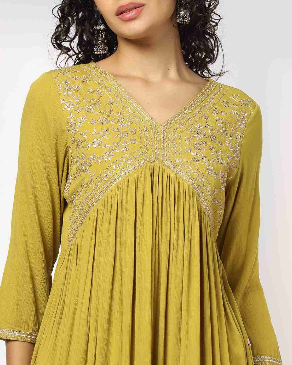 AVAASA MIX N' MATCH | Women Embroidered Flared Kurta with Insert Pocket|3