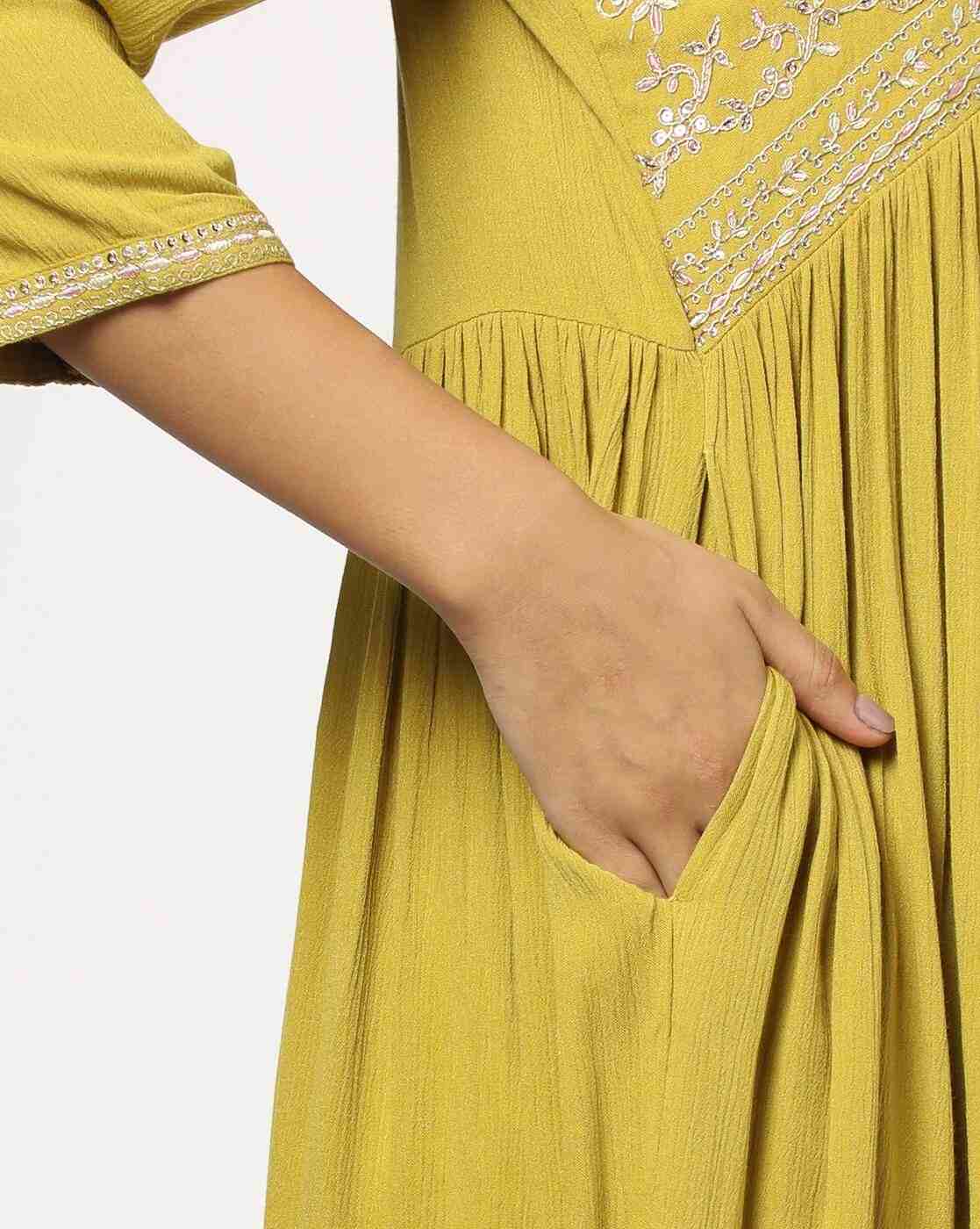 AVAASA MIX N' MATCH | Women Embroidered Flared Kurta with Insert Pocket|4
