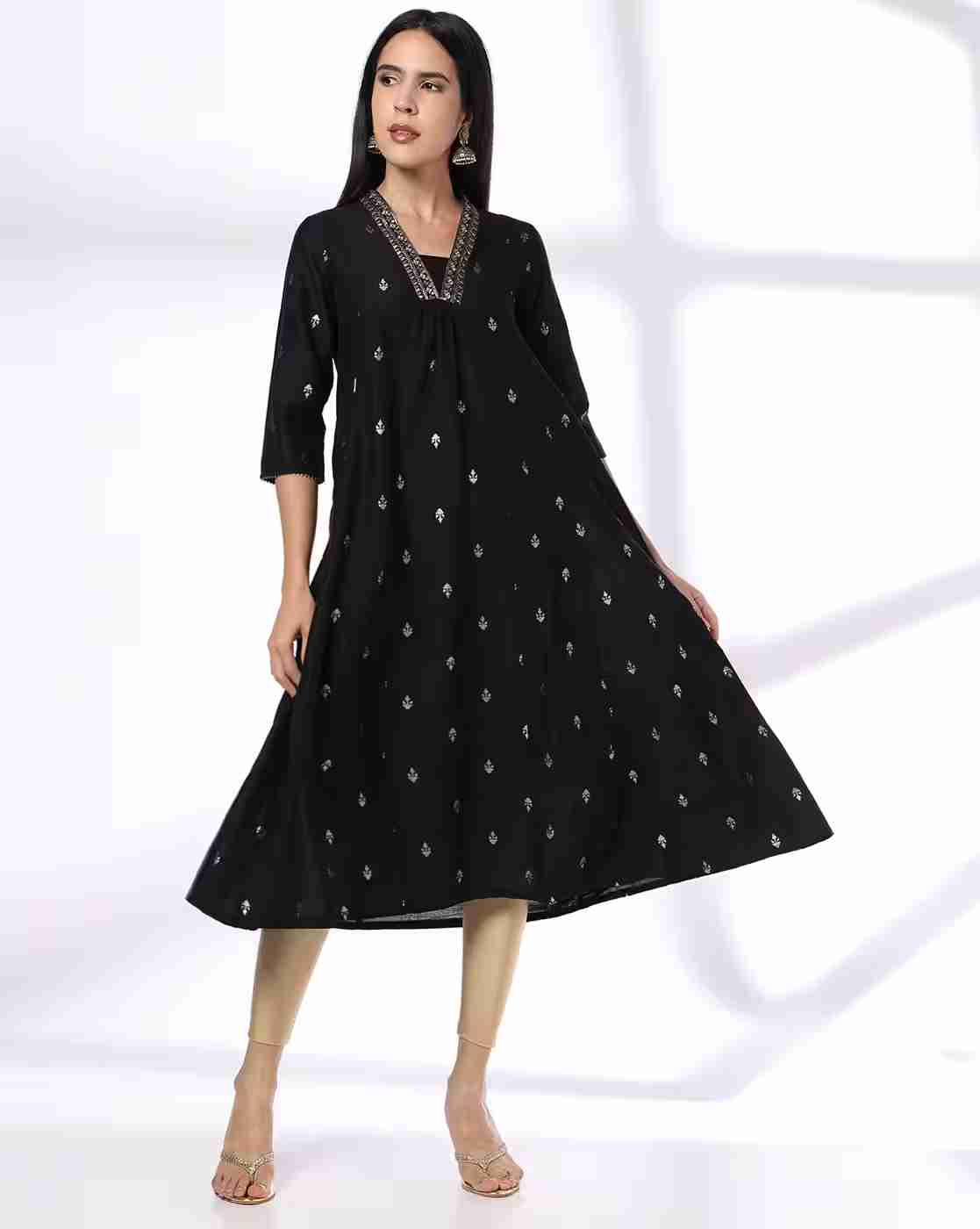 AVAASA MIX N' MATCH | Women Printed Flared Kurta|0