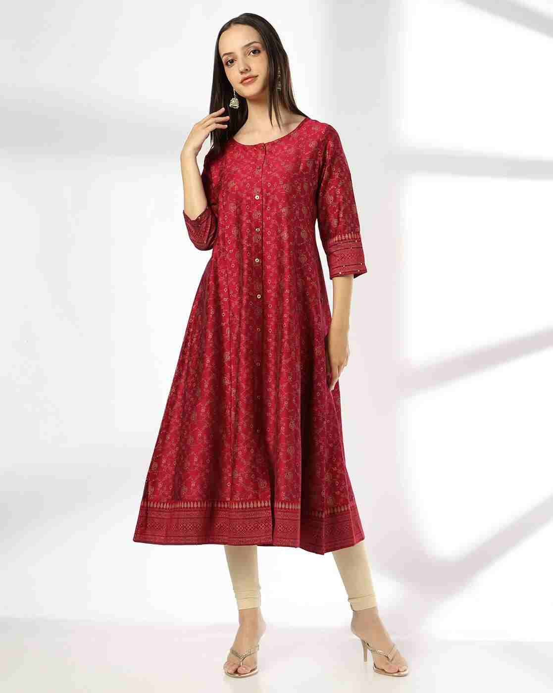 AVAASA MIX N' MATCH | Women Floral Print A-Line Kurta|0