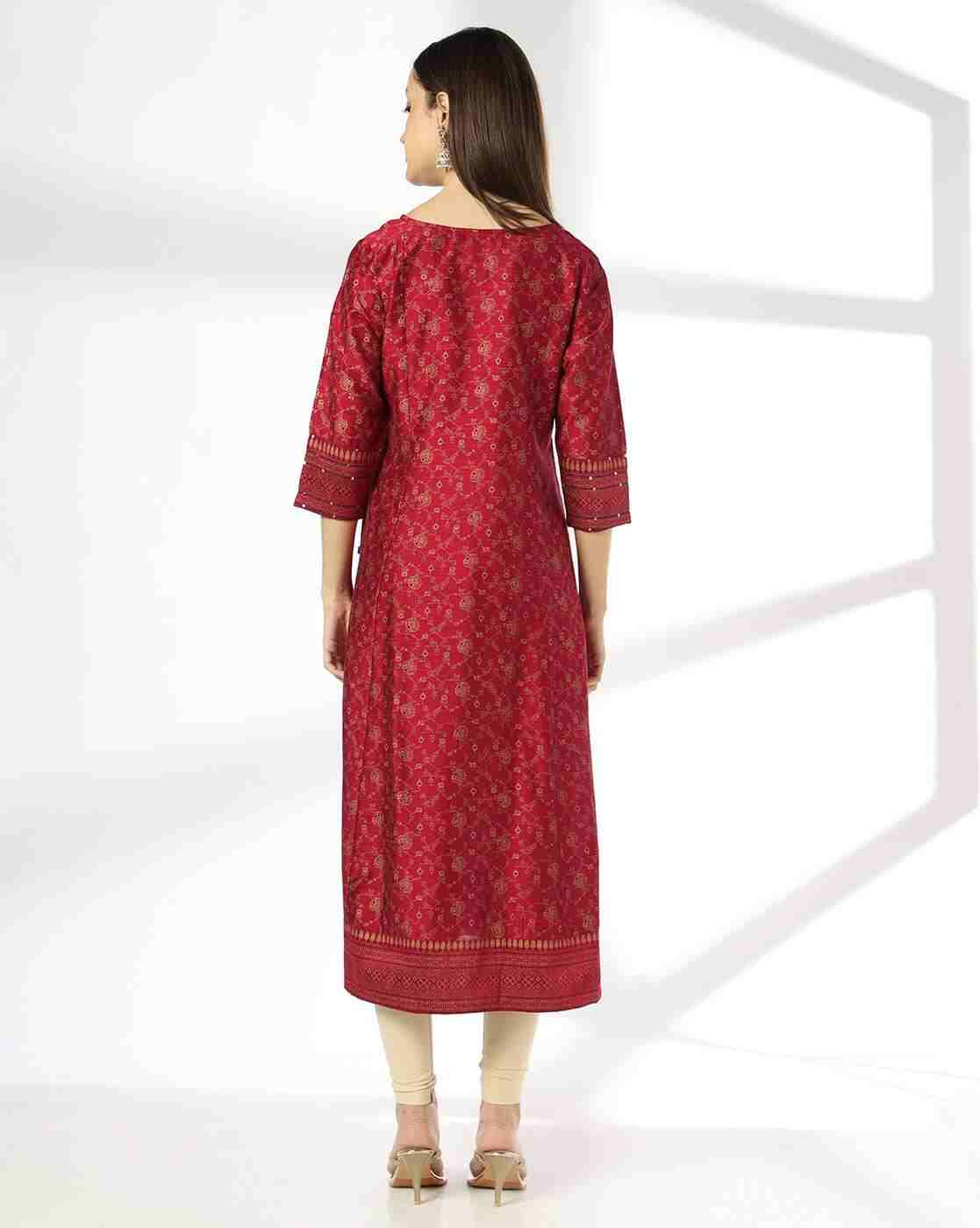 AVAASA MIX N' MATCH | Women Floral Print A-Line Kurta|2