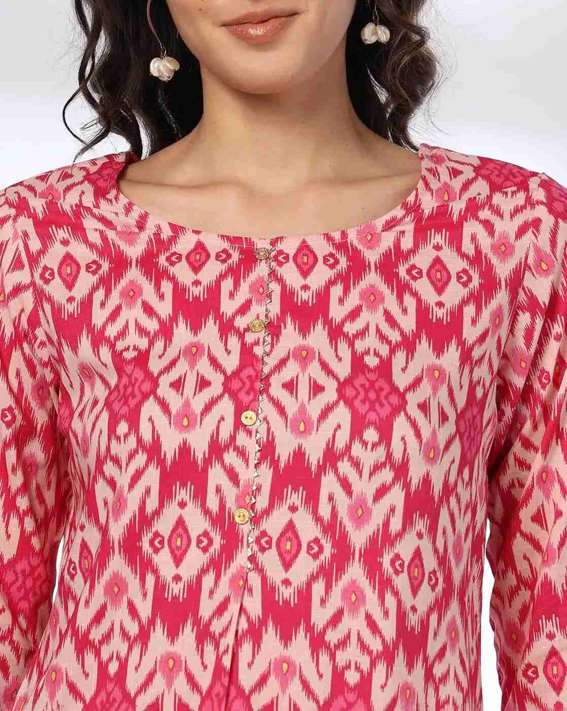 AVAASA MIX N' MATCH | Women Ikat Print Straight Kurta|3