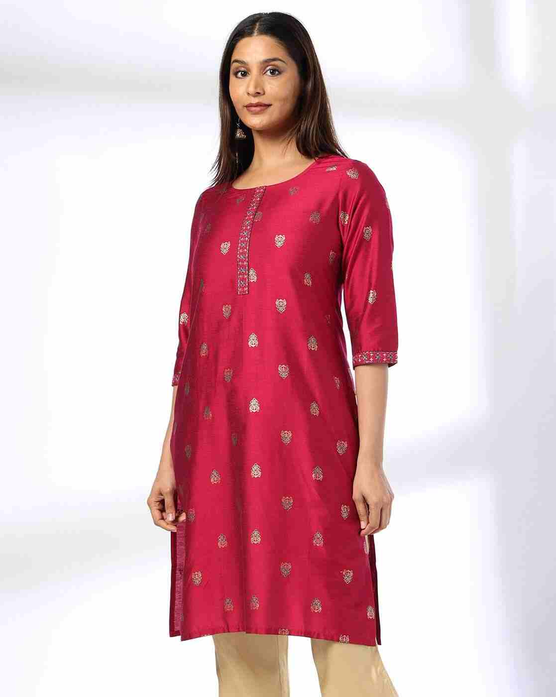 AVAASA MIX N' MATCH | Women Embroidered Straight Kurta|0