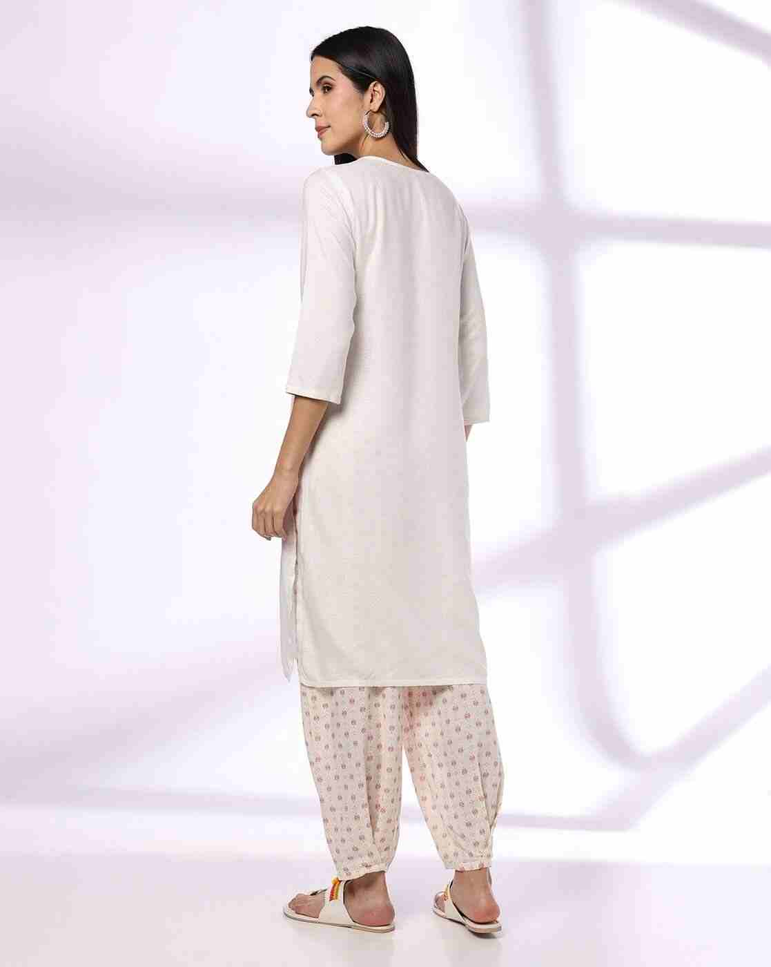 AVAASA MIX N' MATCH | Women Straight Kurta with Embroidered Yoke|2