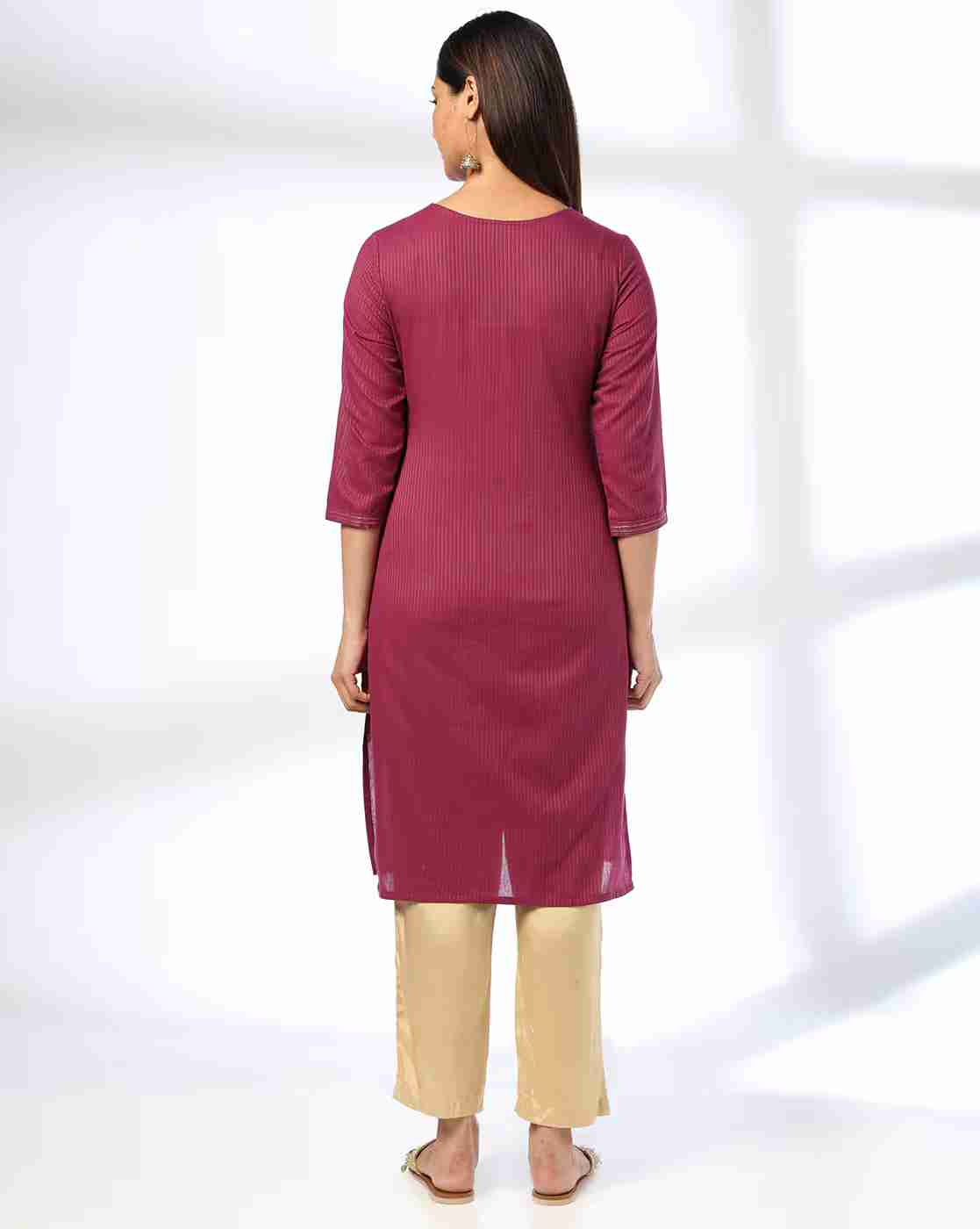 AVAASA MIX N' MATCH | Women Embroidered Straight Kurta|2