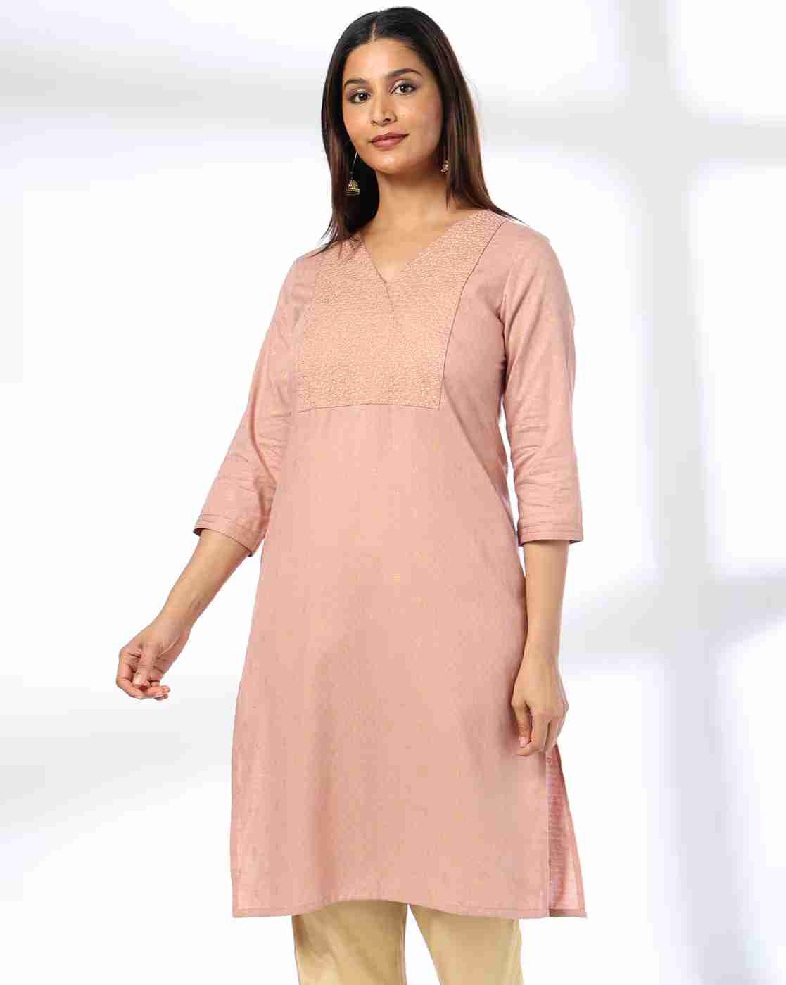 AVAASA MIX N' MATCH | Women Embroidered Straight Kurta|0