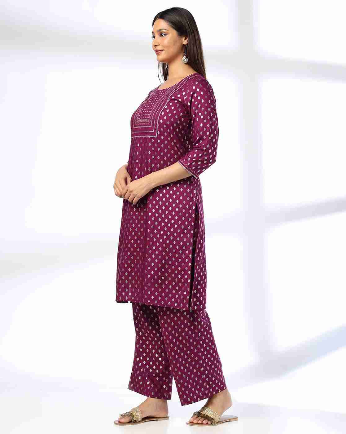 AVAASA MIX N' MATCH | Women All-Over Print Straight Kurta with Pants|1