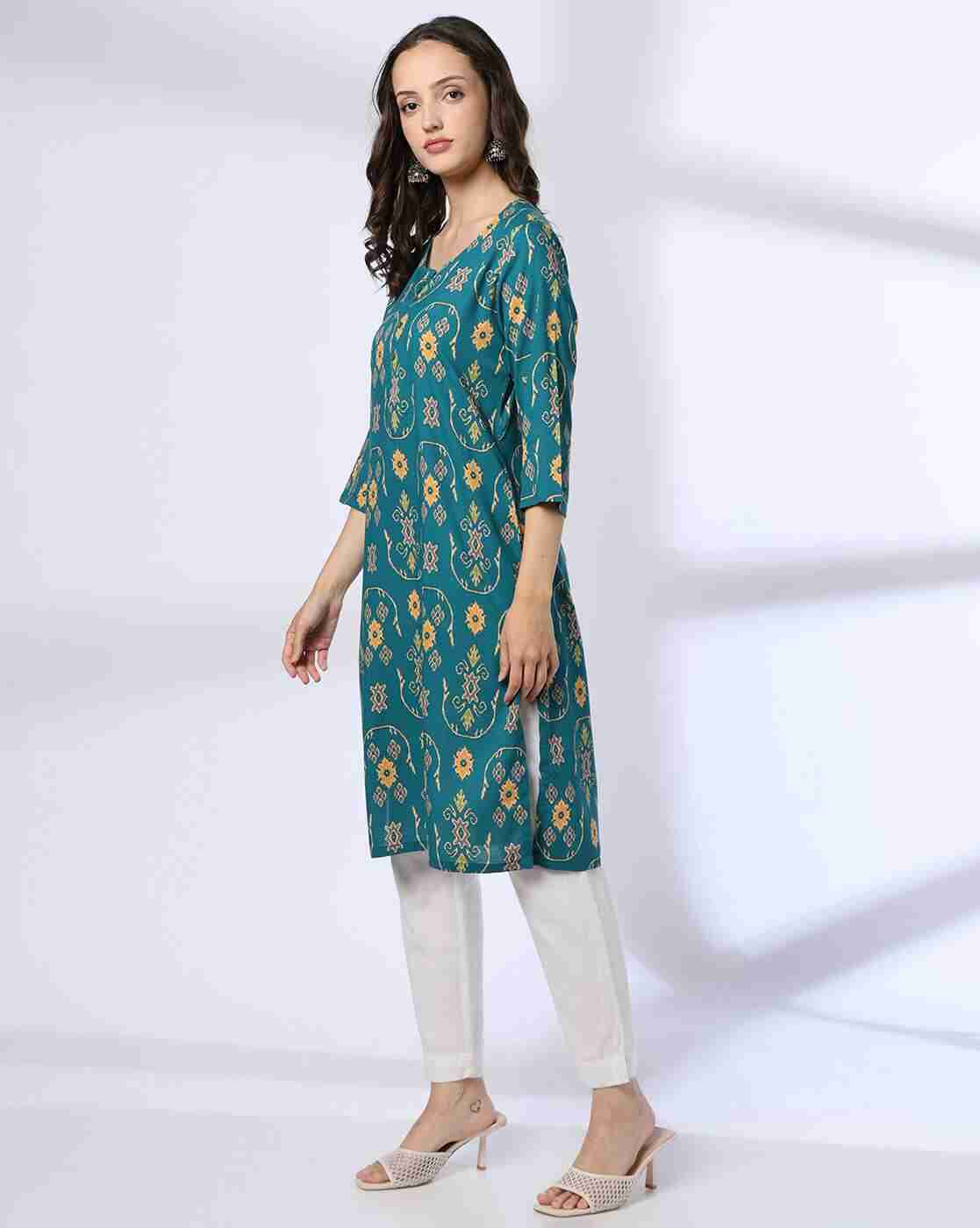 AVAASA MIX N' MATCH | Women Floral Print Straight Kurta|1
