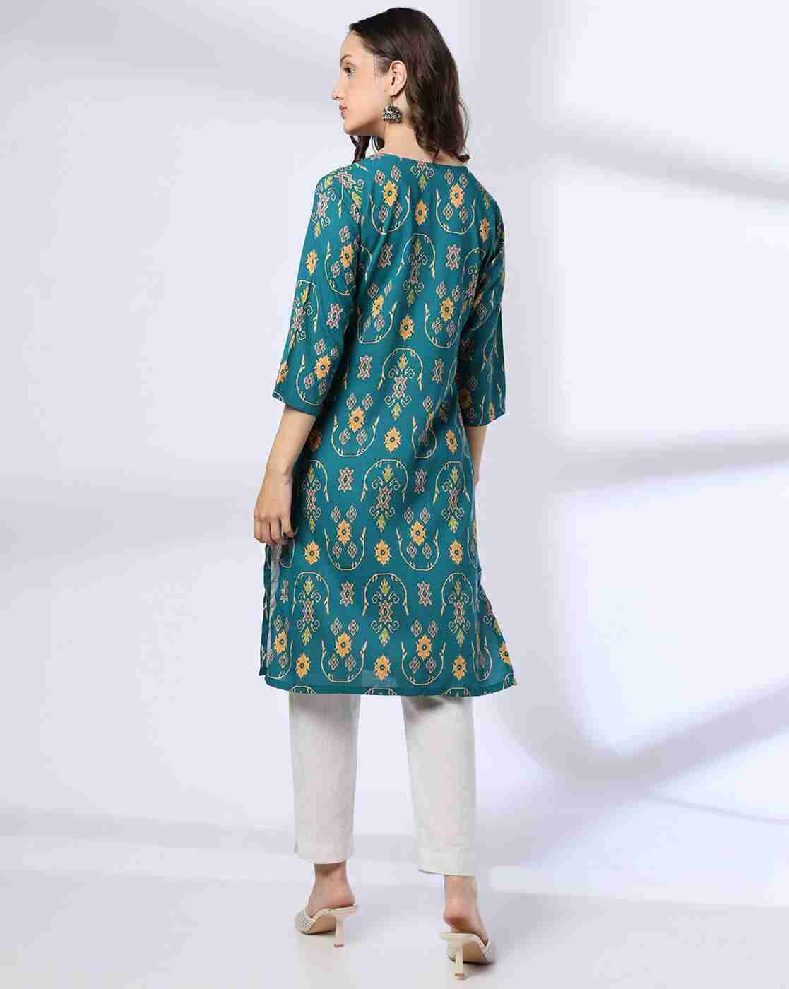 AVAASA MIX N' MATCH | Women Floral Print Straight Kurta|2