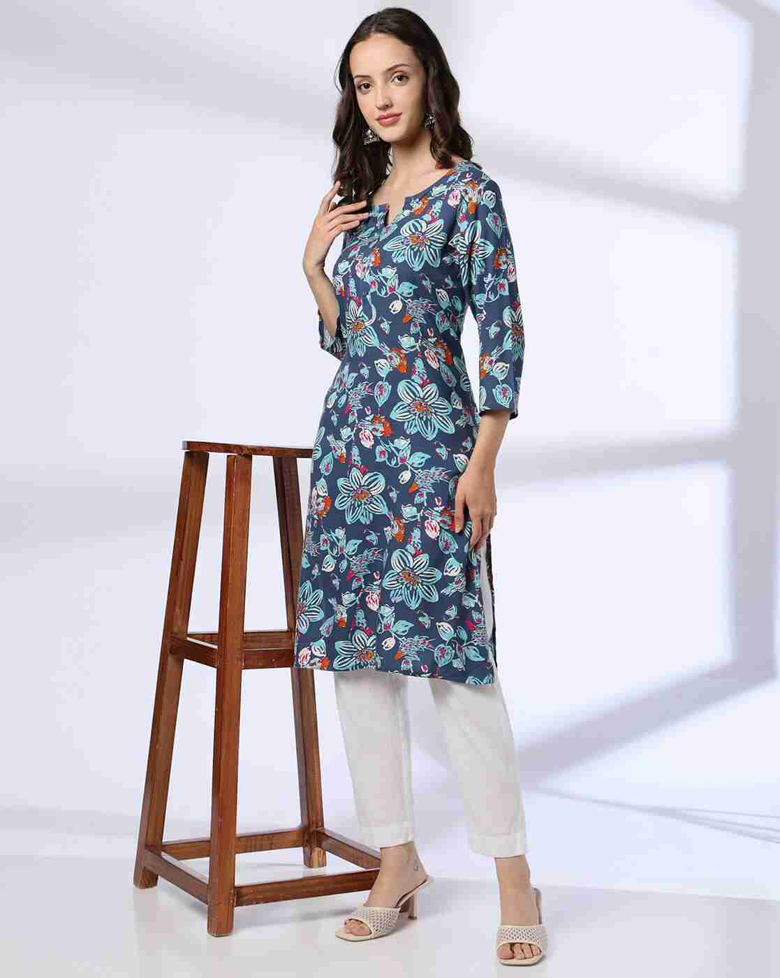 AVAASA MIX N' MATCH | Women Floral Print Straight Kurta|0