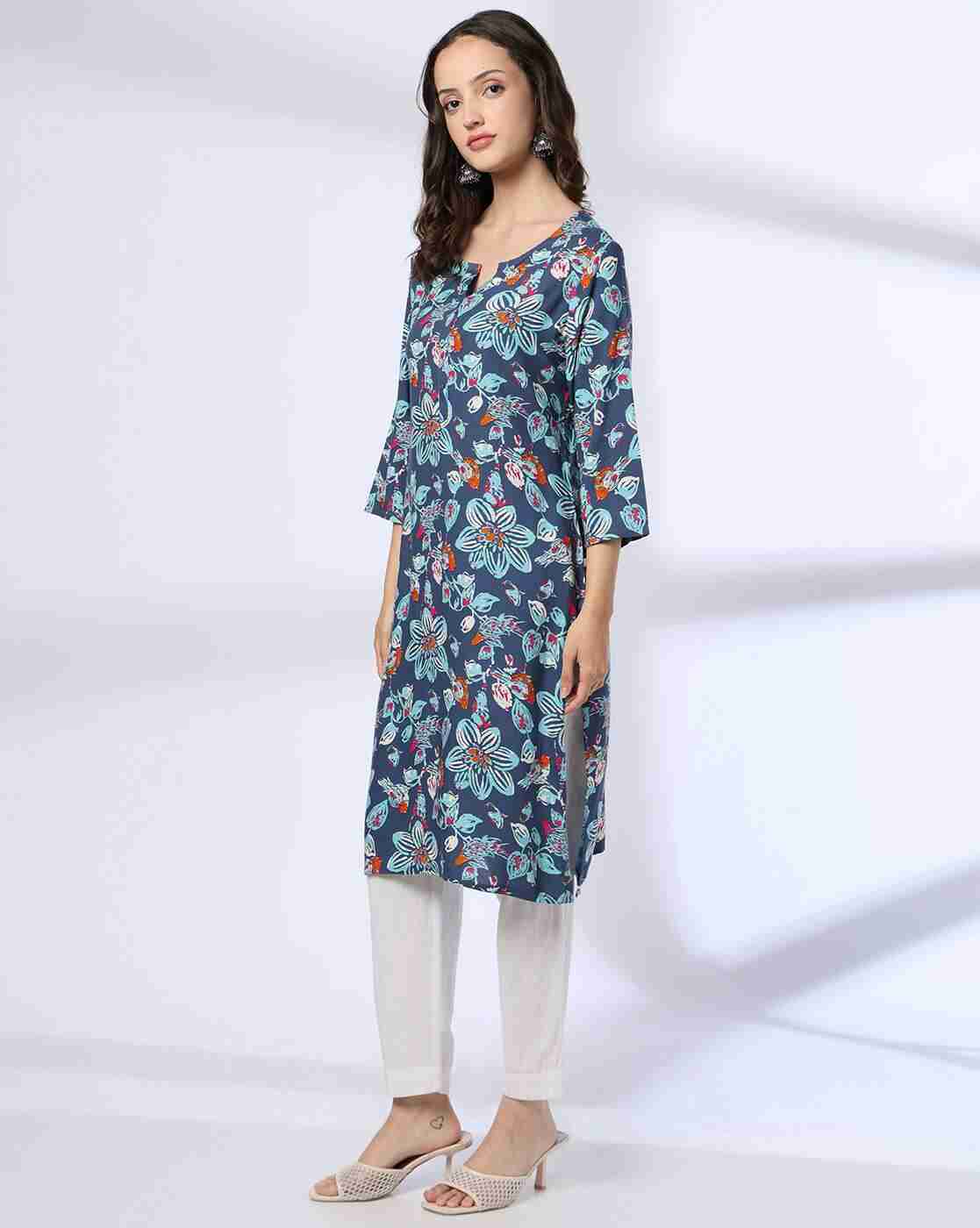 AVAASA MIX N' MATCH | Women Floral Print Straight Kurta|1
