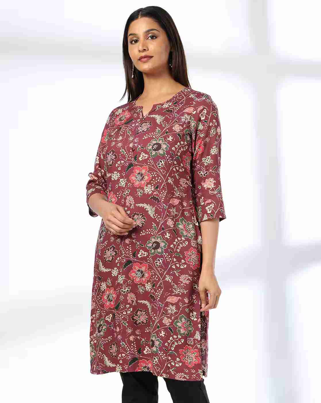 AVAASA MIX N' MATCH | Women Floral Straight Kurta|0