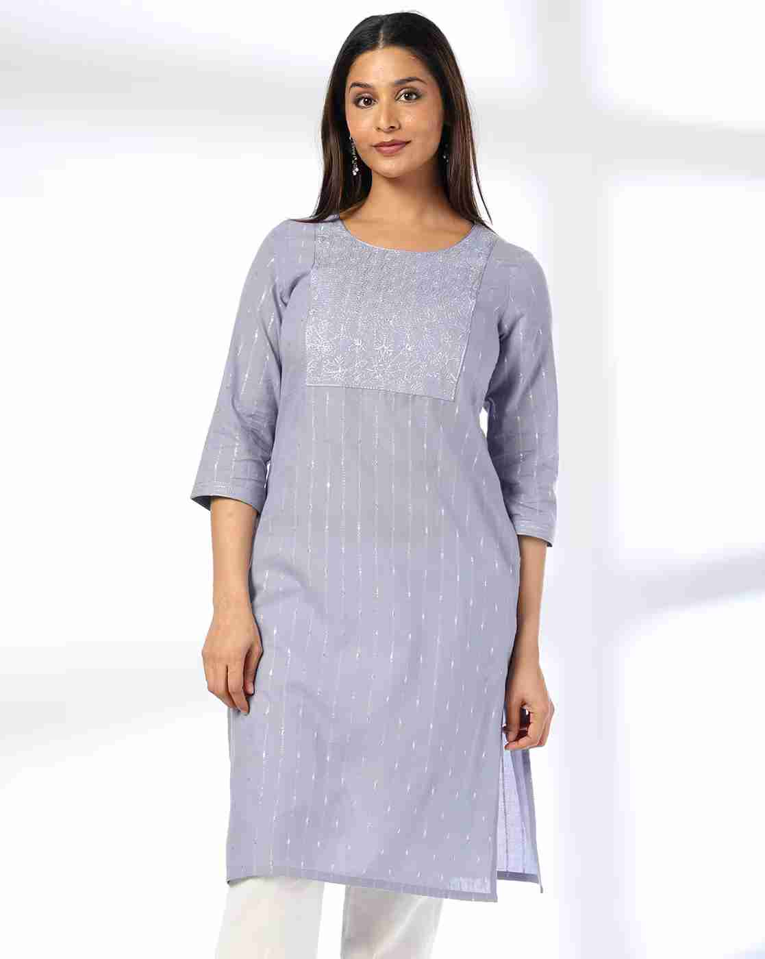 AVAASA MIX N' MATCH | Women Embroidered Straight Kurta|0