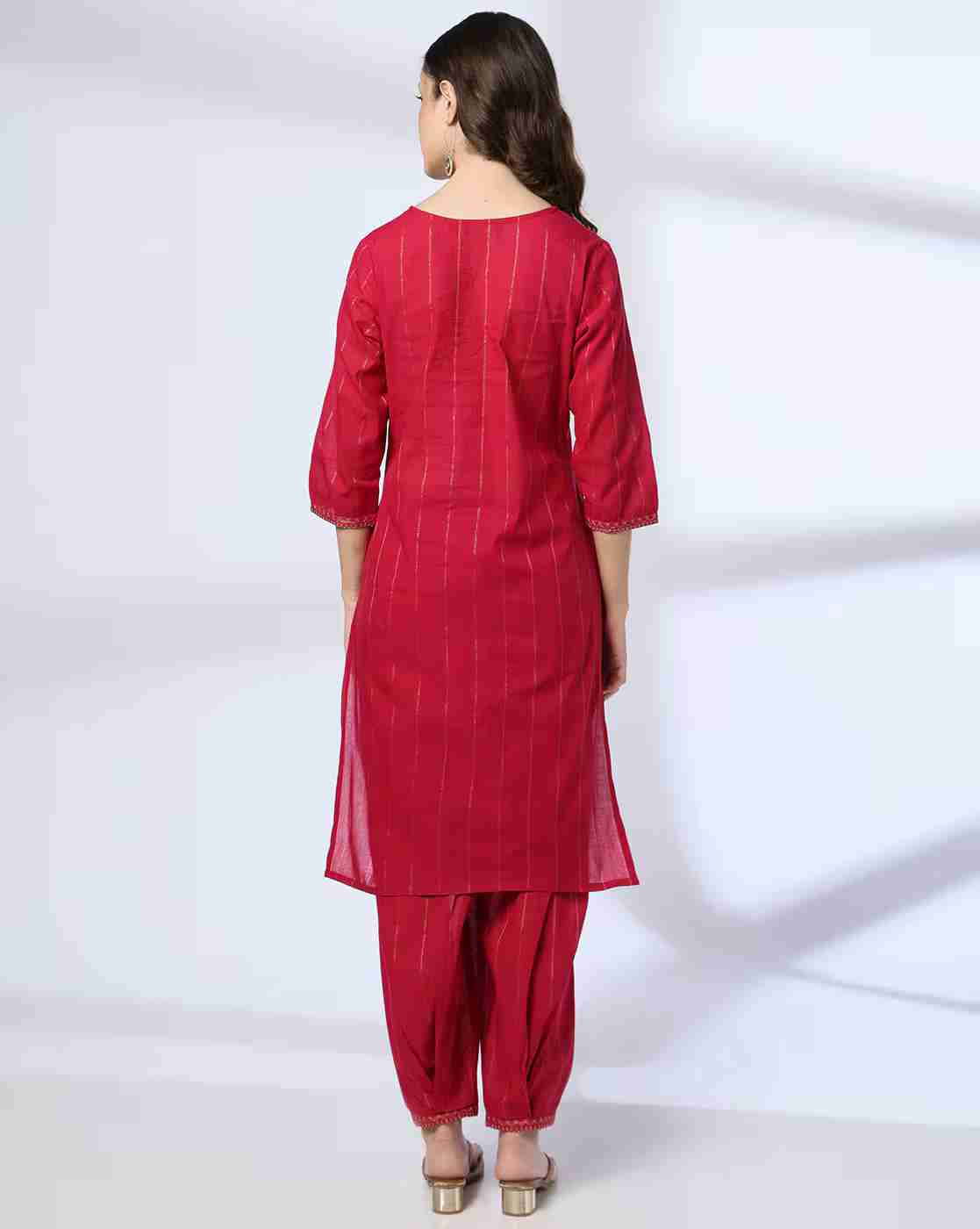 AVAASA MIX N' MATCH | Women Striped Straight Kurta with Pants|2