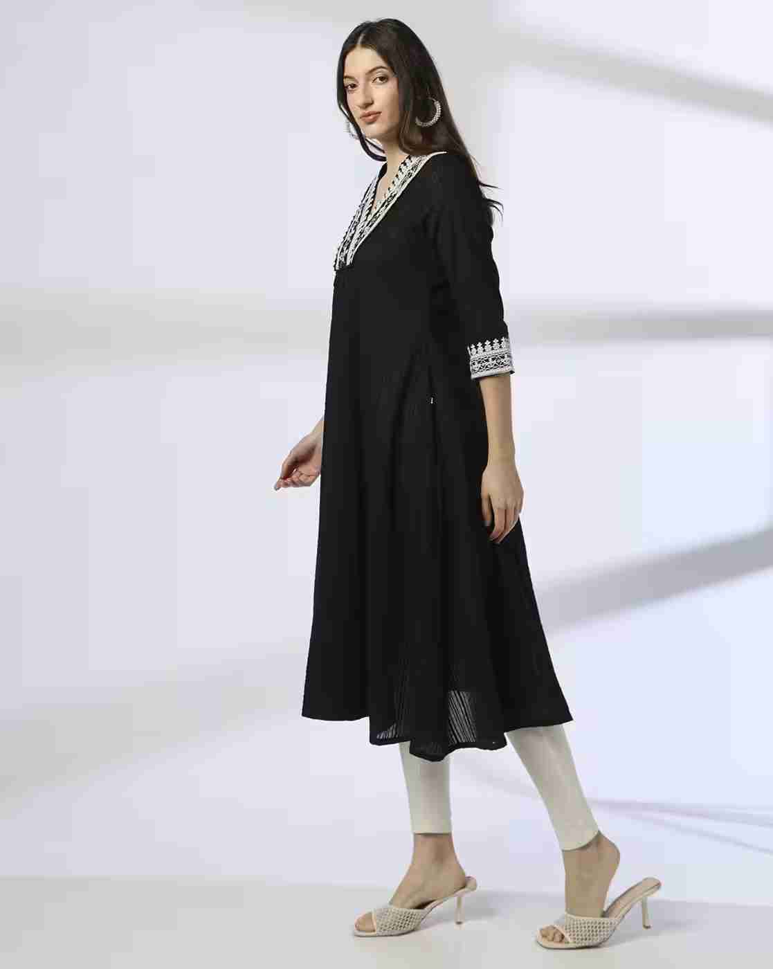 AVAASA MIX N' MATCH | Women Embroidered Flared Kurta|1