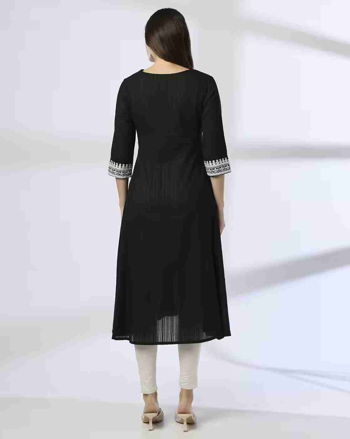 AVAASA MIX N' MATCH | Women Embroidered Flared Kurta|2