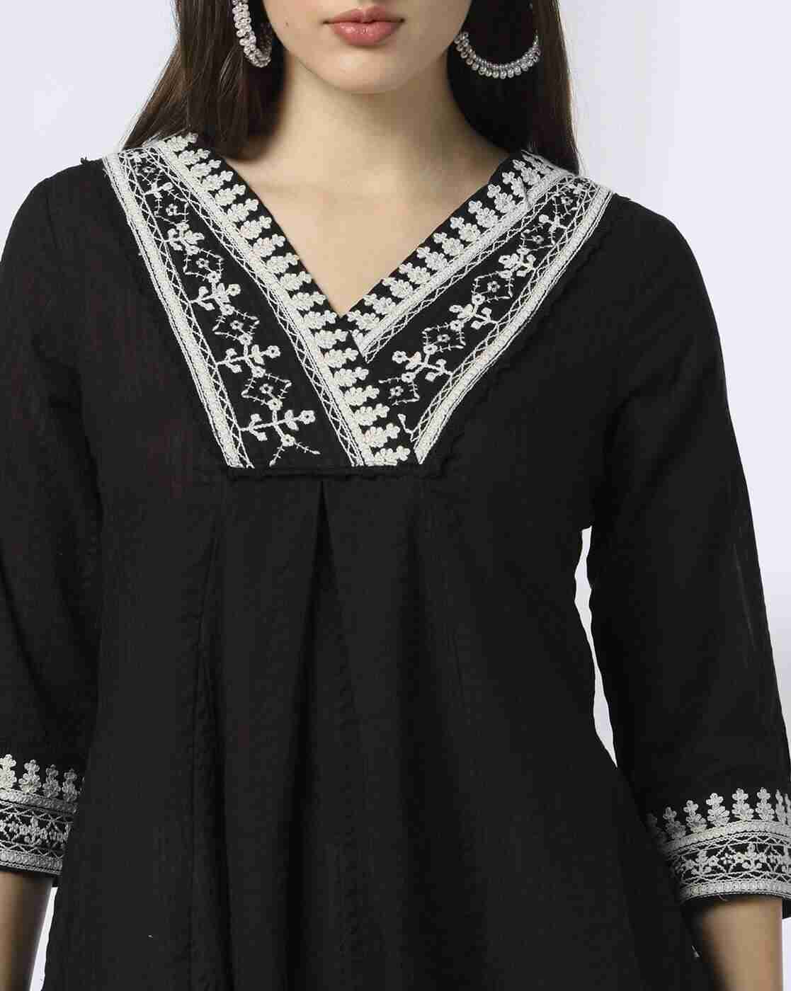 AVAASA MIX N' MATCH | Women Embroidered Flared Kurta|3
