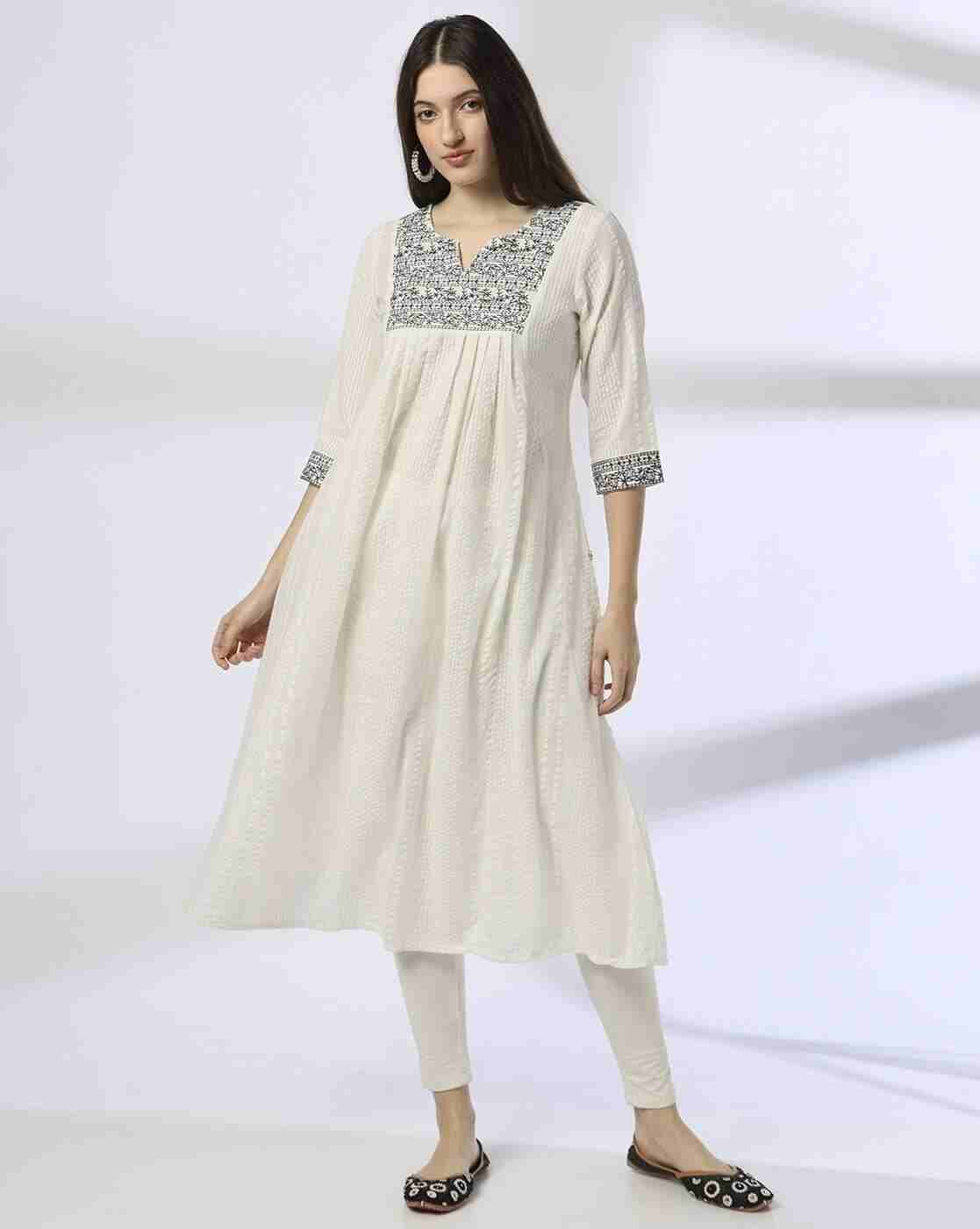 AVAASA MIX N' MATCH | Women Embroidered Flared Kurta|0