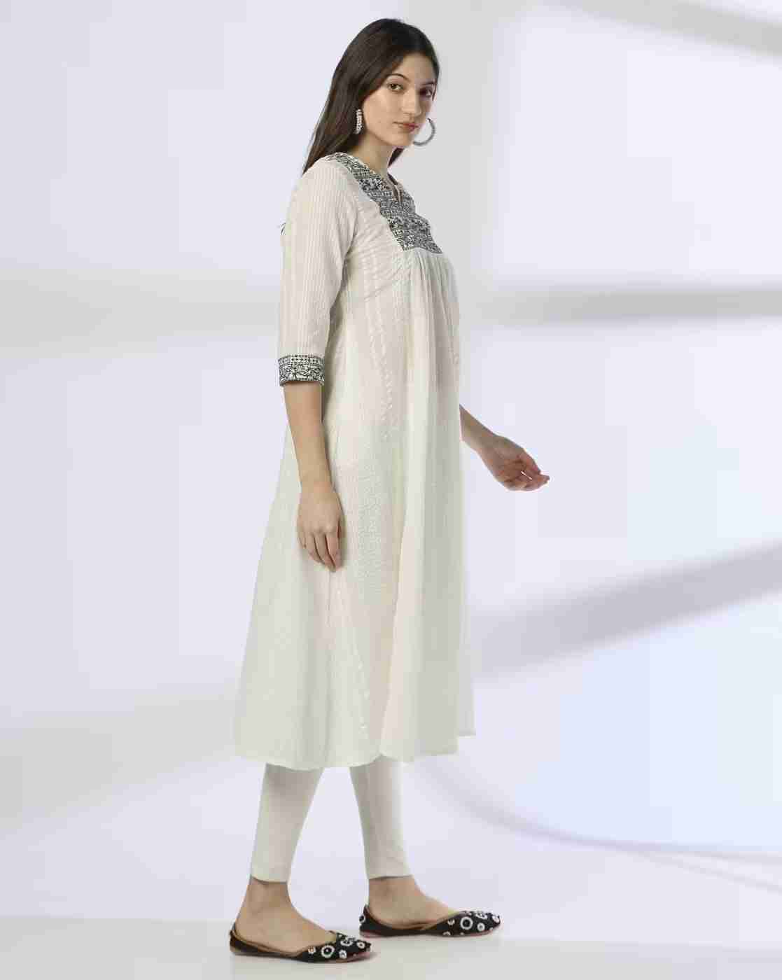AVAASA MIX N' MATCH | Women Embroidered Flared Kurta|1