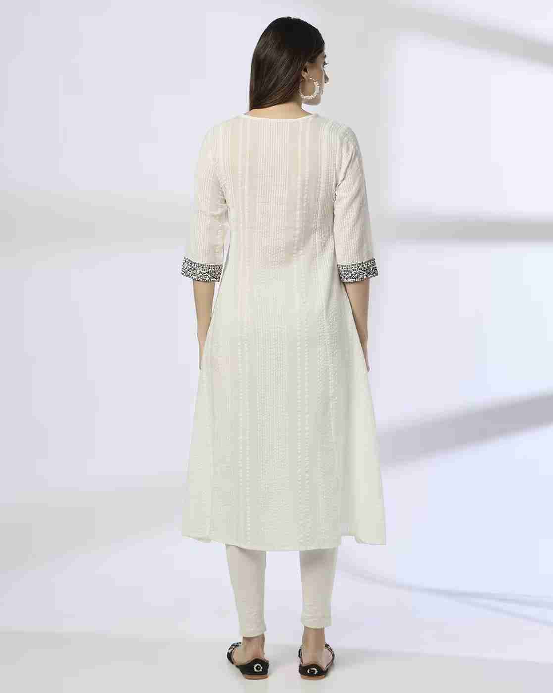 AVAASA MIX N' MATCH | Women Embroidered Flared Kurta|2