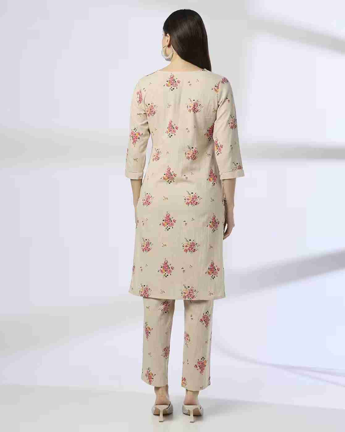 AVAASA MIX N' MATCH | Women Floral Print Straight Kurta with Pants|2