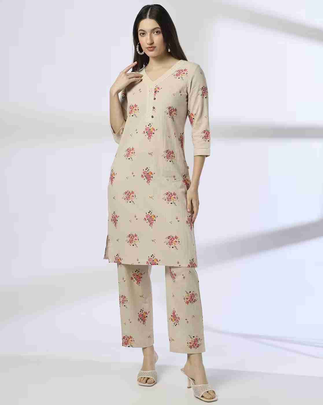 AVAASA MIX N' MATCH | Women Floral Print Straight Kurta with Pants|3