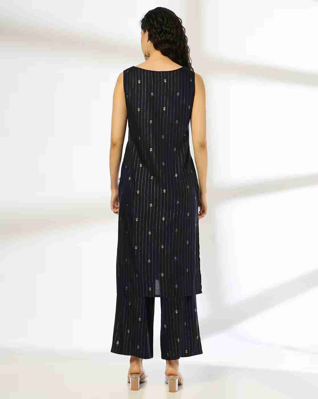 AVAASA MIX N' MATCH | Women Striped Straight Kurta with Pants|2