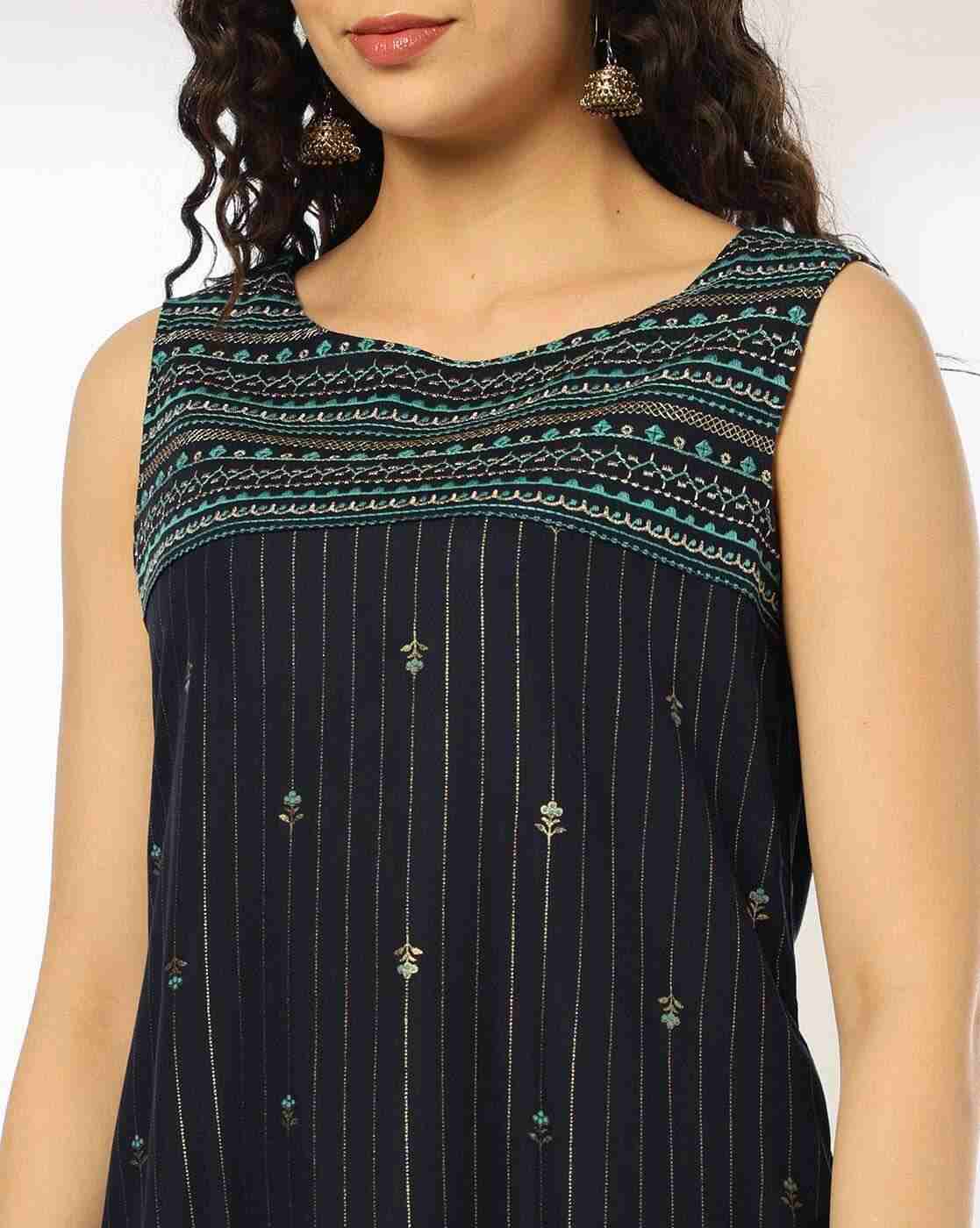 AVAASA MIX N' MATCH | Women Striped Straight Kurta with Pants|3