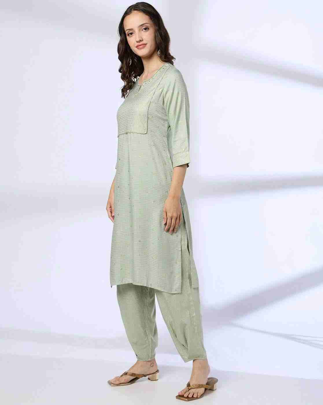 AVAASA MIX N' MATCH | Women Micro Print Straight Fit Kurta with Pants|1