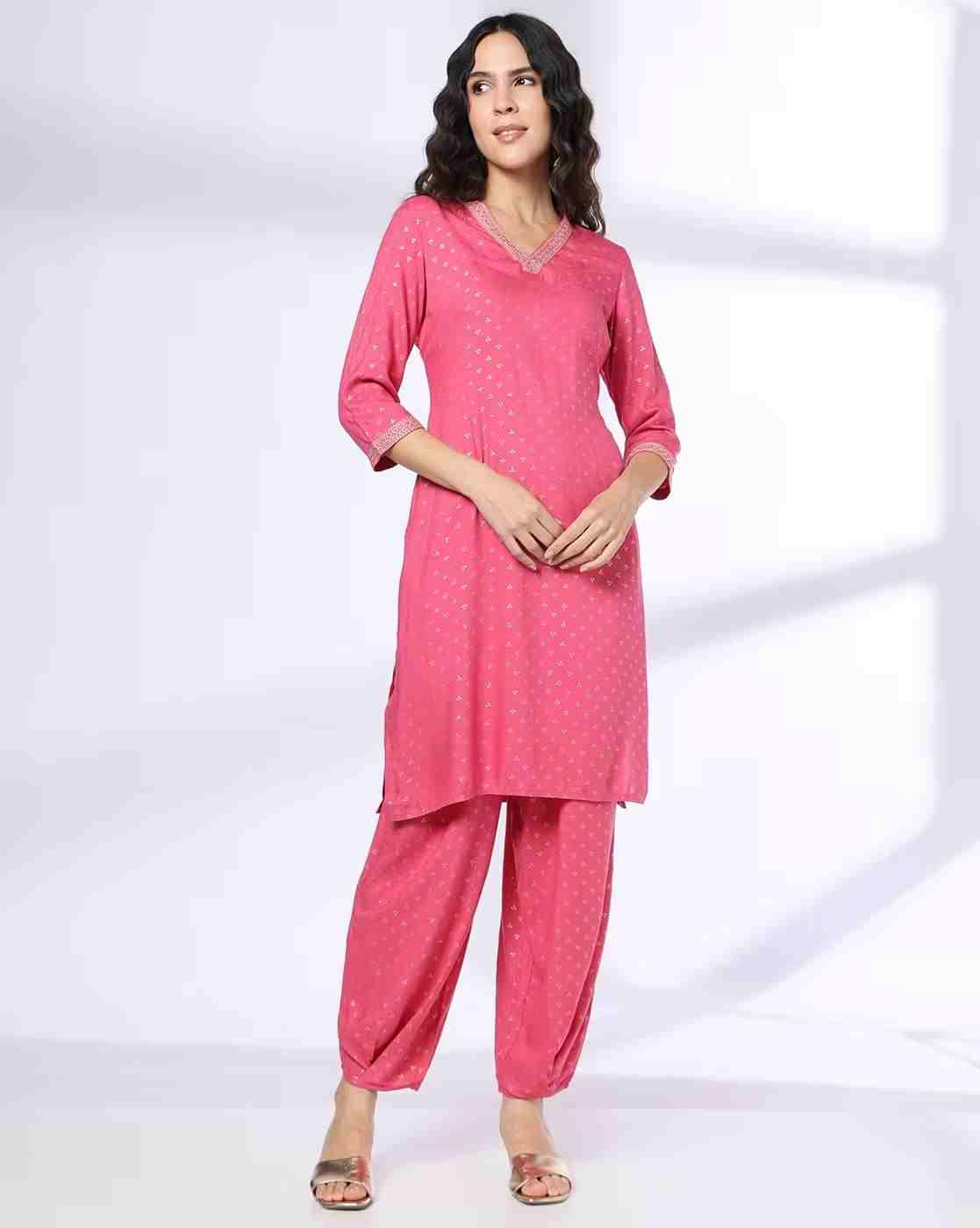 AVAASA MIX N' MATCH | Women Foil Print Straight Kurta & Salwar Set|0