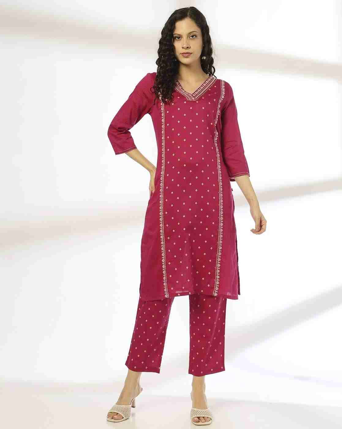 AVAASA MIX N' MATCH | Women Bandhani Print Straight Kurta with Pants|0