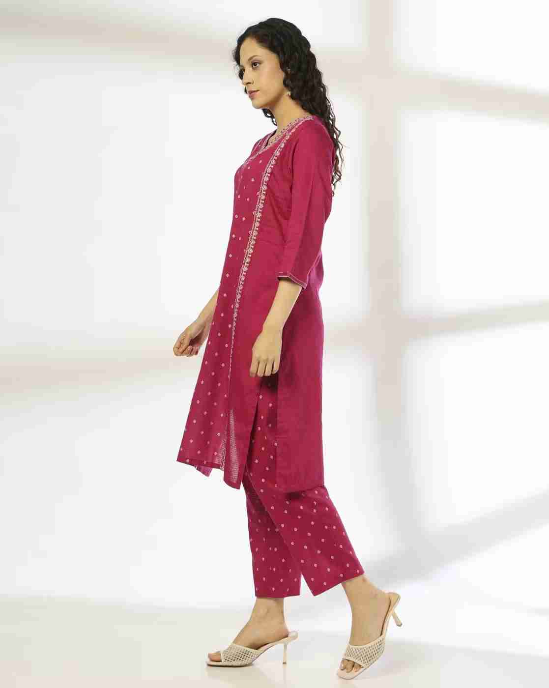 AVAASA MIX N' MATCH | Women Bandhani Print Straight Kurta with Pants|1