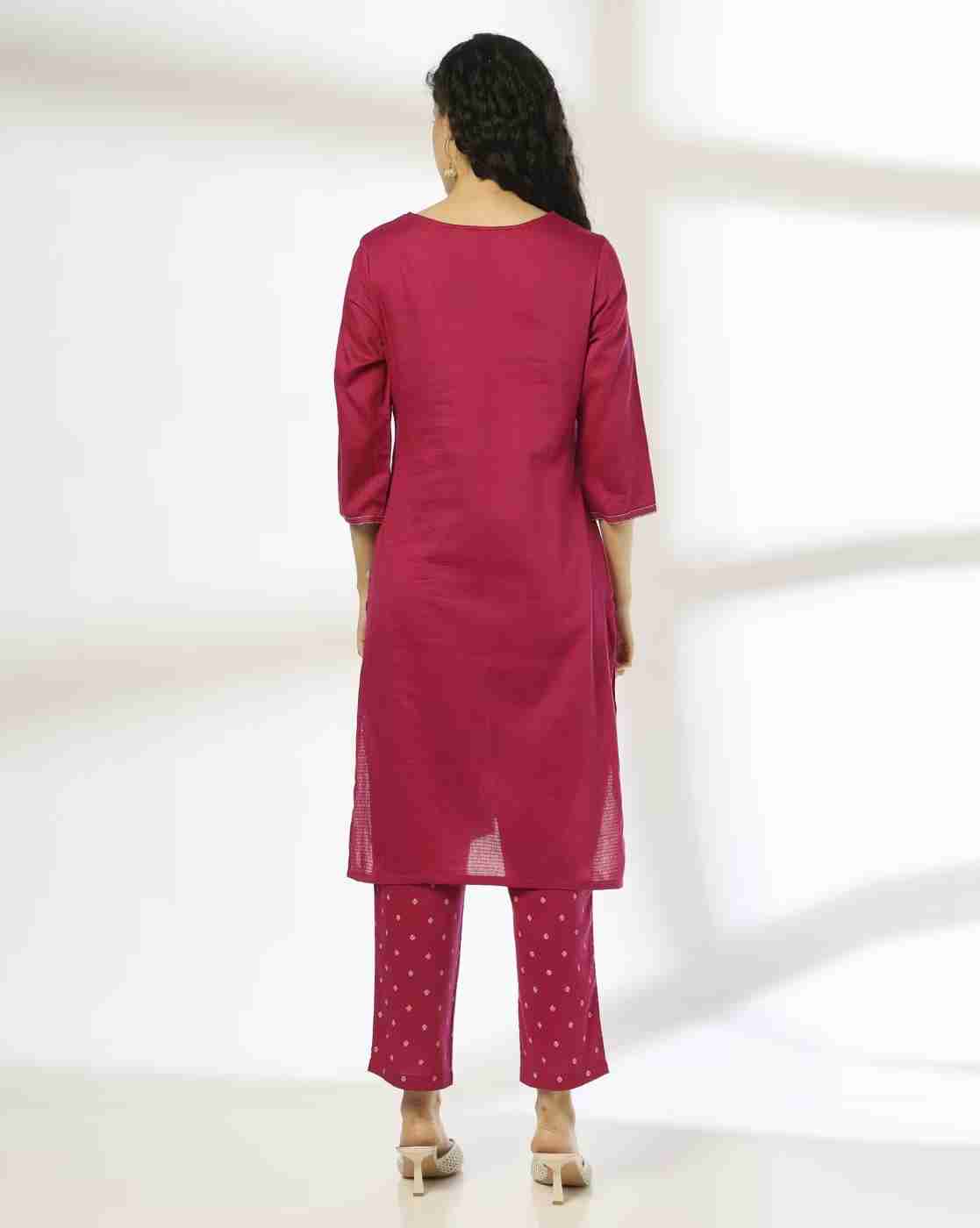 AVAASA MIX N' MATCH | Women Bandhani Print Straight Kurta with Pants|2