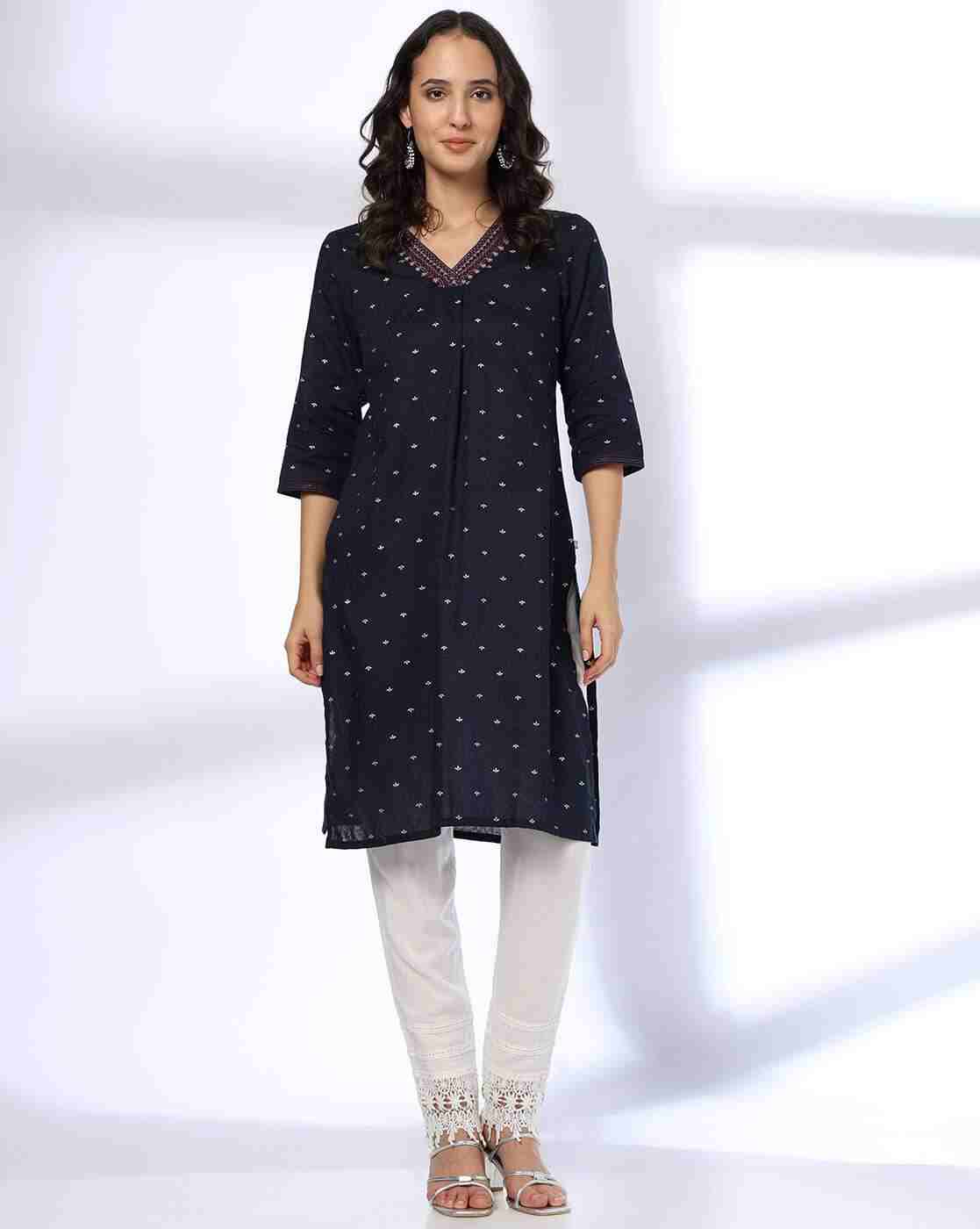 AVAASA MIX N' MATCH | Women Embroidered Straight Kurta|0