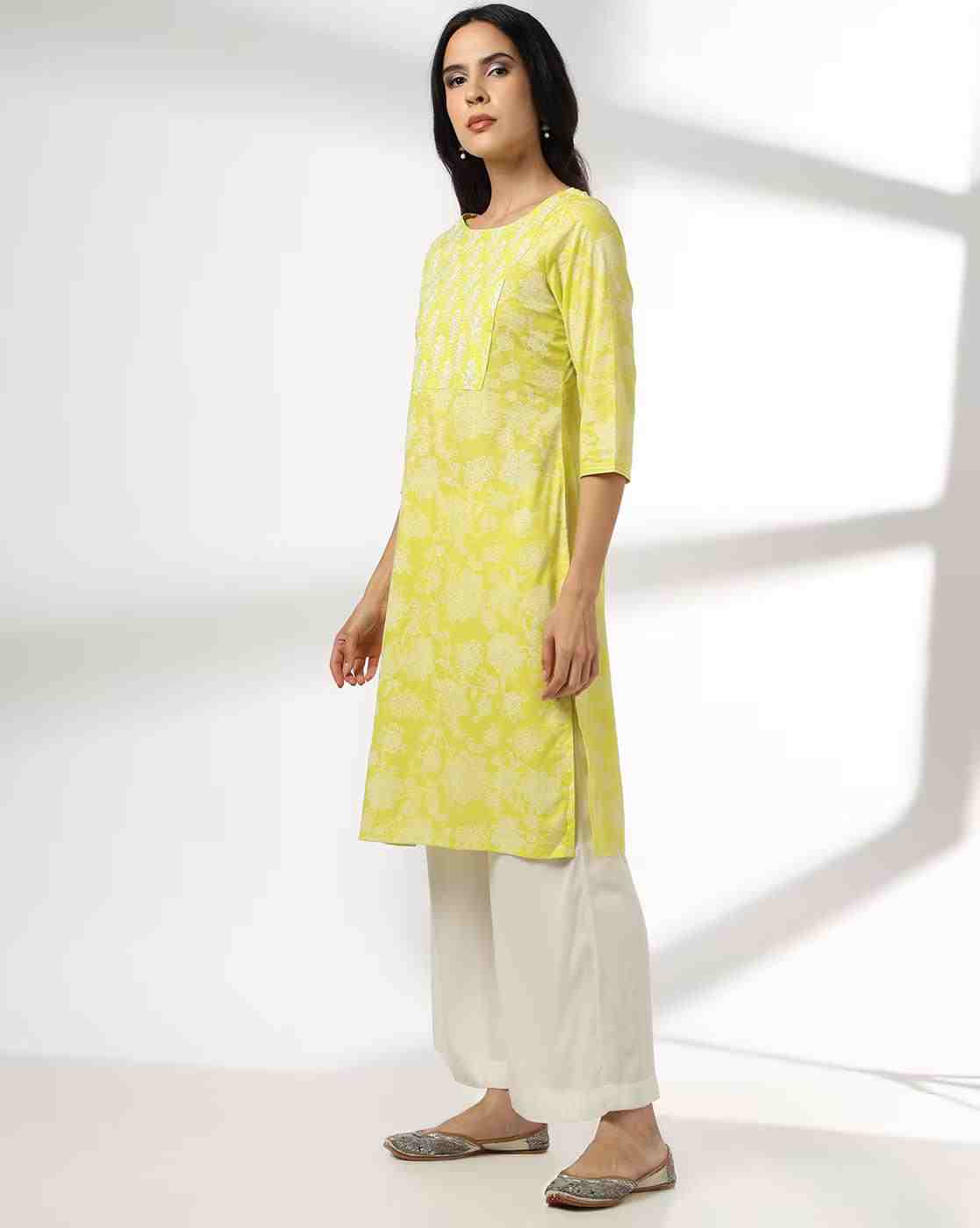 AVAASA MIX N' MATCH | Women Floral Print Cotton Straight Kurta|1
