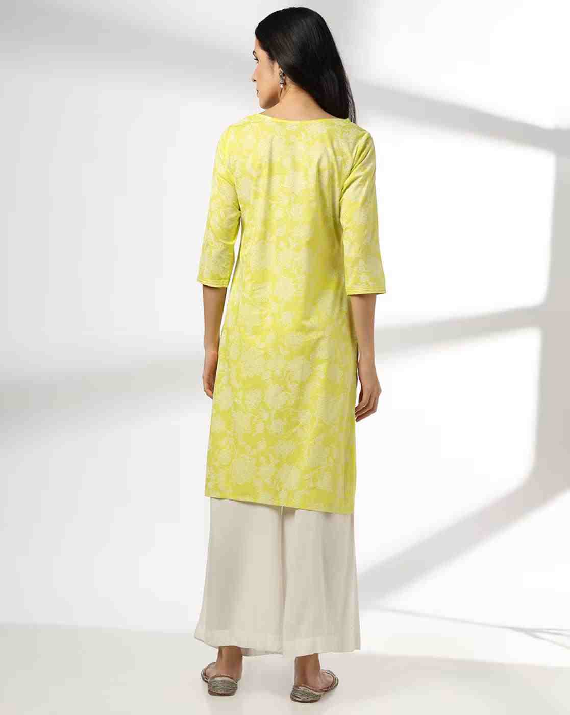 AVAASA MIX N' MATCH | Women Floral Print Cotton Straight Kurta|2