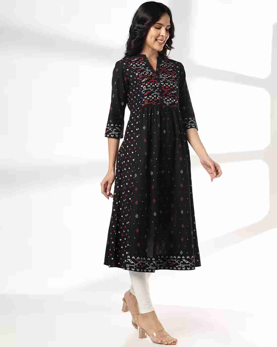 AVAASA MIX N' MATCH | Women A-Line Kurta with Embroidered Yoke|0