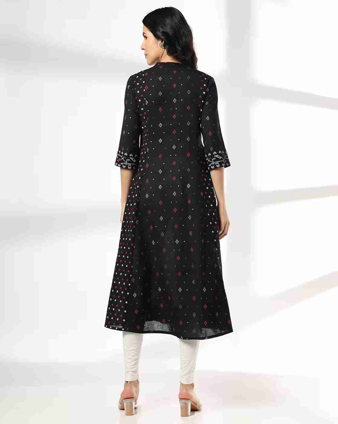 AVAASA MIX N' MATCH | Women A-Line Kurta with Embroidered Yoke|2