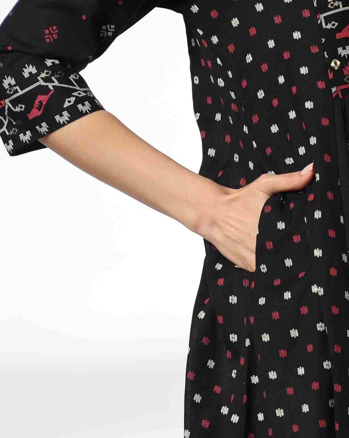 AVAASA MIX N' MATCH | Women A-Line Kurta with Embroidered Yoke|4