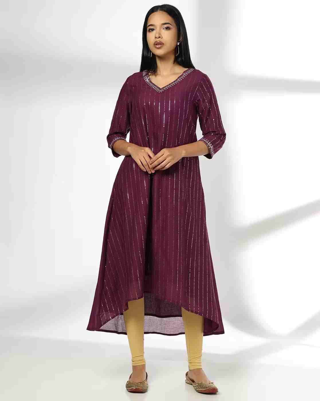 AVAASA MIX N' MATCH | Women Embroidered Flared Kurta|0