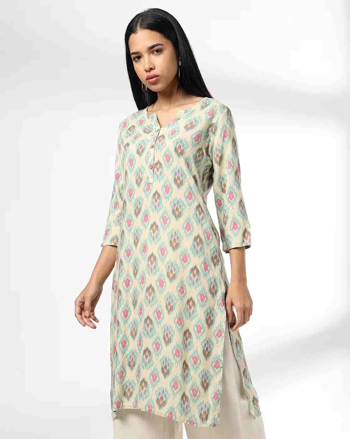 AVAASA MIX N' MATCH | Women Geometric Print Straight Kurta|0