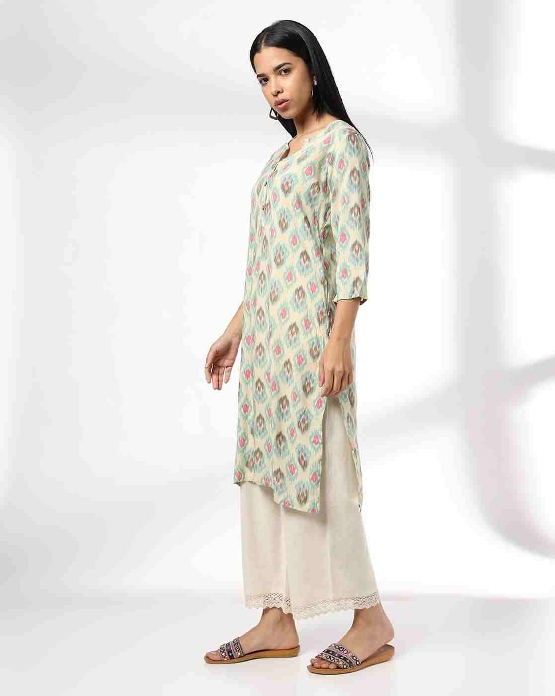 AVAASA MIX N' MATCH | Women Geometric Print Straight Kurta|1