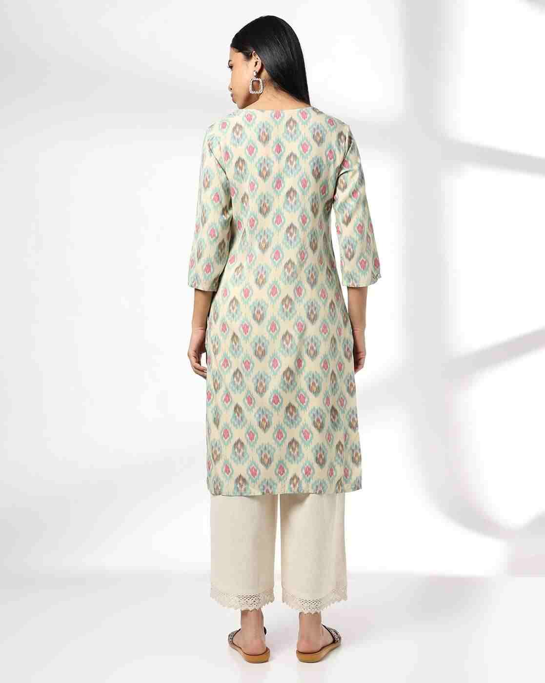 AVAASA MIX N' MATCH | Women Geometric Print Straight Kurta|2