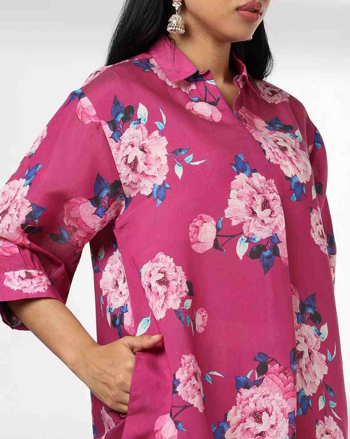 AVAASA MIX N' MATCH | Women Floral Print A-Line Kurta with Insert Pocket|3