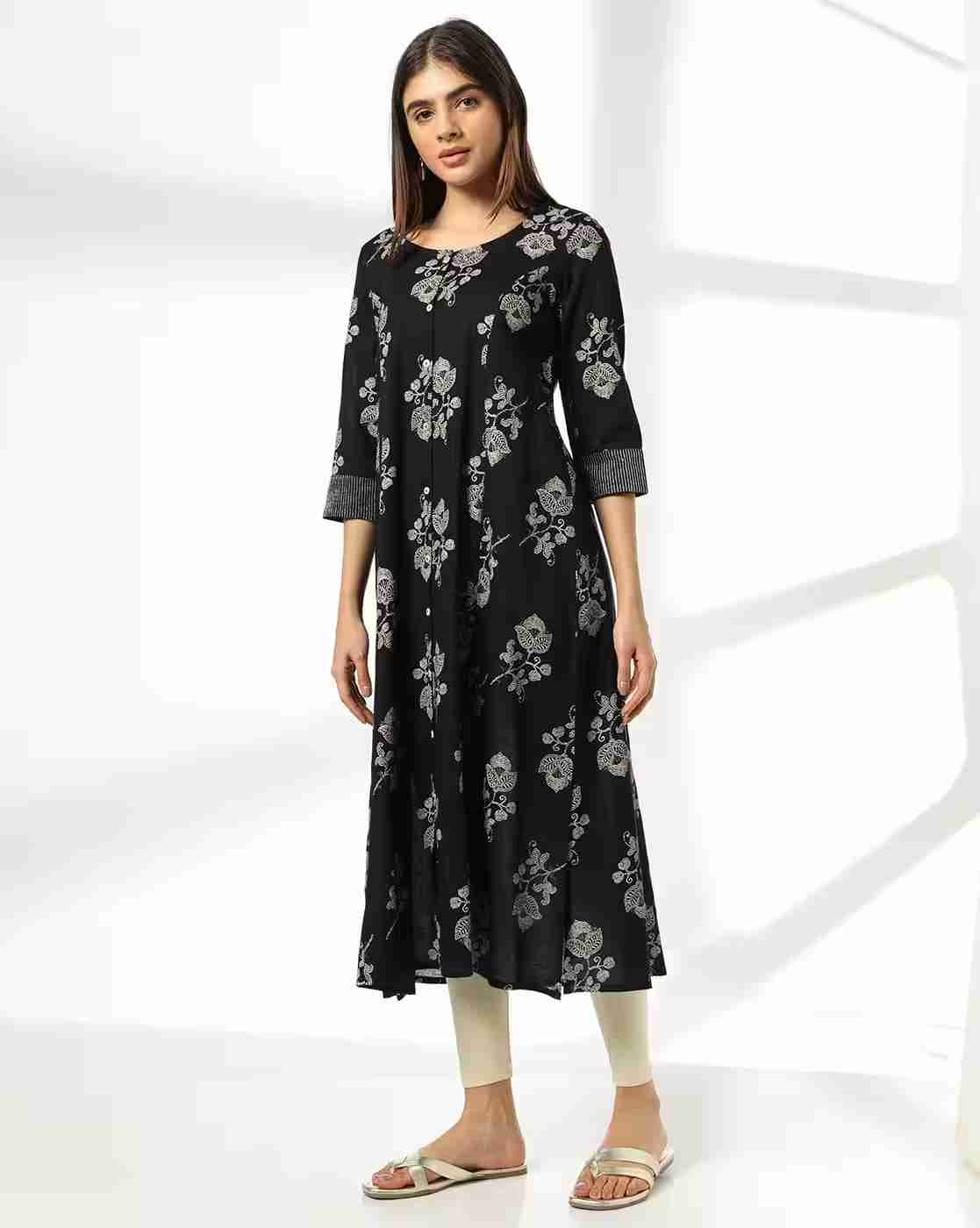 AVAASA MIX N' MATCH | Women Floral Print Flared Kurta|0
