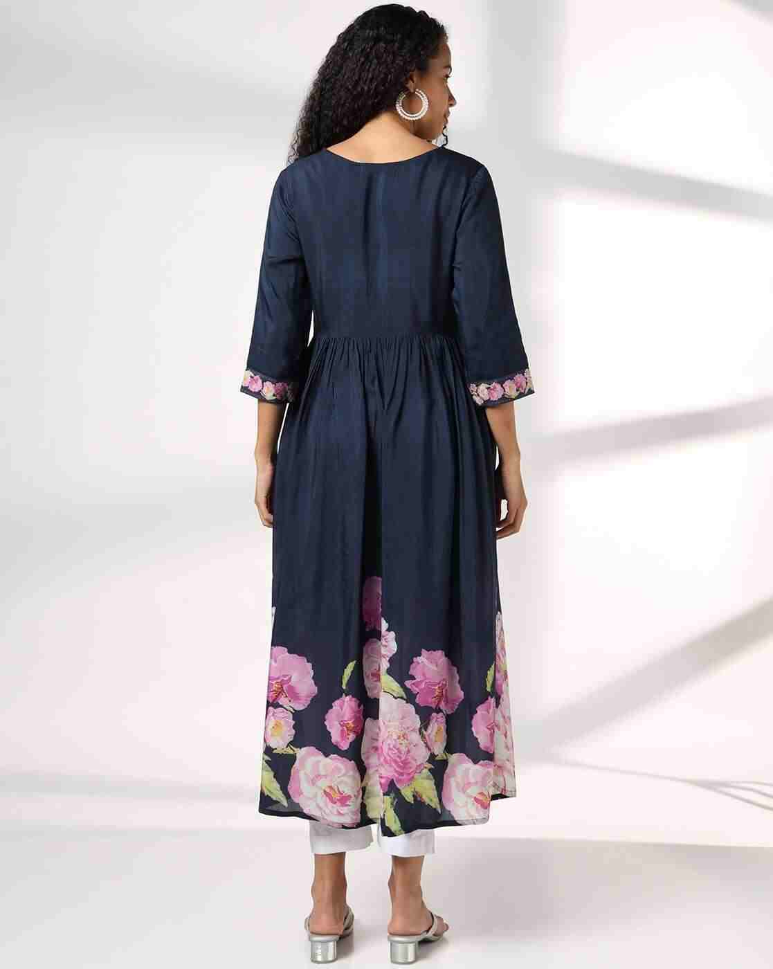AVAASA MIX N' MATCH | Women Floral Print Flared Kurta|2