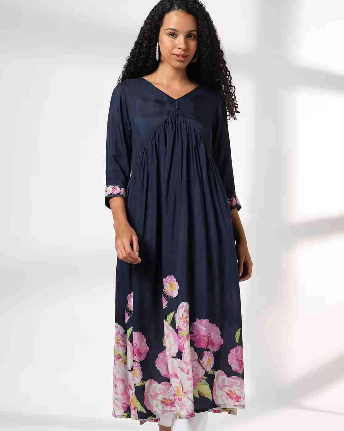 AVAASA MIX N' MATCH | Women Floral Print Flared Kurta|3
