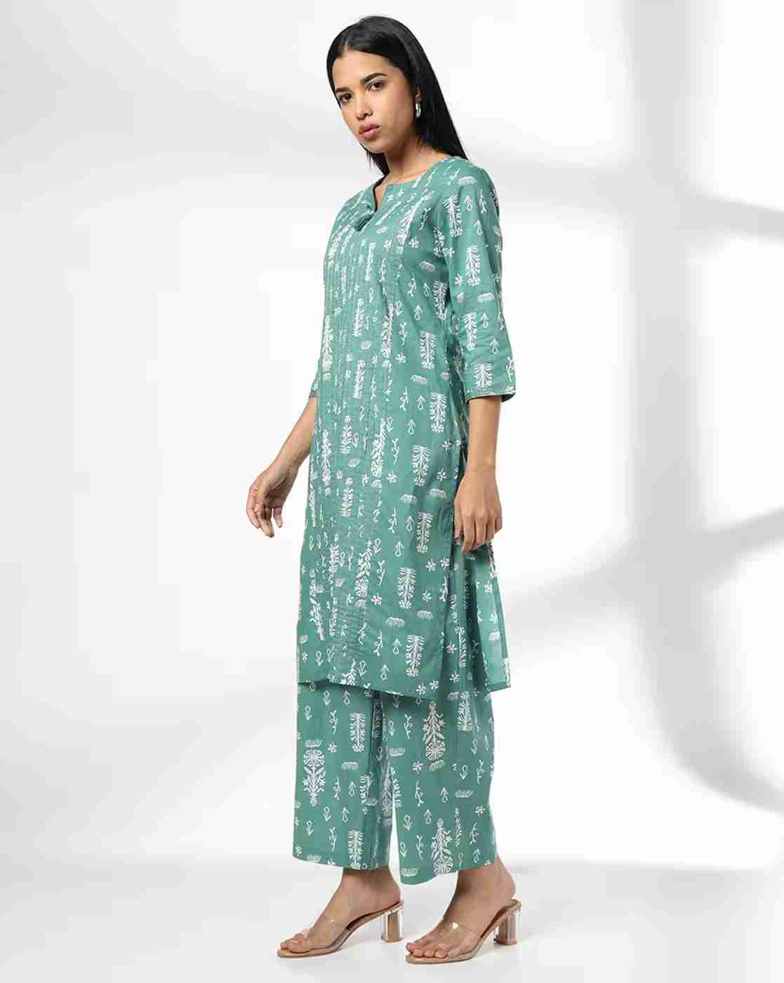 AVAASA MIX N' MATCH | Women Printed Straight Kurta with Palazzos|1