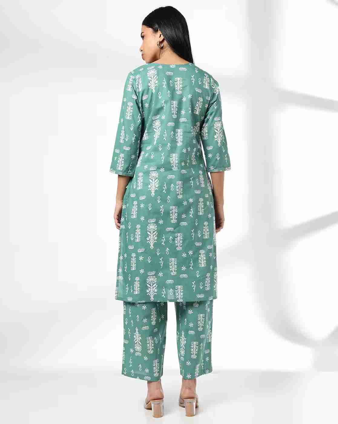 AVAASA MIX N' MATCH | Women Printed Straight Kurta with Palazzos|2